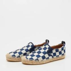 Pre Owned Marc by Marc Jacobs Blue/White Canvas Checkered Espadrille Flats Size 35.5
