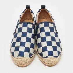 Pre Owned Marc by Marc Jacobs Blue/White Canvas Checkered Espadrille Flats Size 35.5