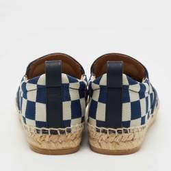Pre Owned Marc by Marc Jacobs Blue/White Canvas Checkered Espadrille Flats Size 35.5
