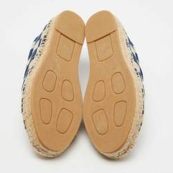 Pre Owned Marc by Marc Jacobs Blue/White Canvas Checkered Espadrille Flats Size 35.5