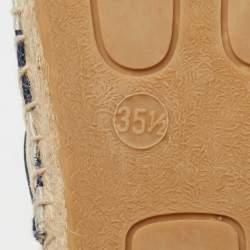 Pre Owned Marc by Marc Jacobs Blue/White Canvas Checkered Espadrille Flats Size 35.5