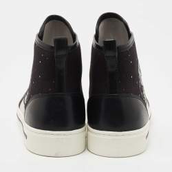 Pre Owned Marc by Marc Jacobs Black Leather and Canvas Zip Detail High Top Sneakers Size 36