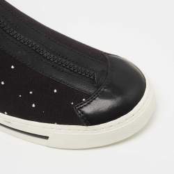 Pre Owned Marc by Marc Jacobs Black Leather and Canvas Zip Detail High Top Sneakers Size 36