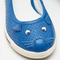 مملوكة مسبقًا Marc by Marc Jacobs Blue Perforated Leather Mouse Ballet Flats Size 38
