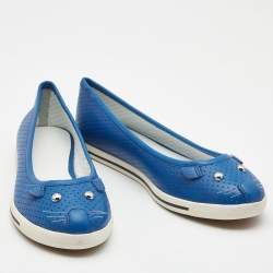 مملوكة مسبقًا Marc by Marc Jacobs Blue Perforated Leather Mouse Ballet Flats Size 38