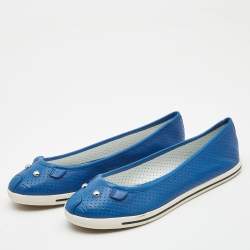 مملوكة مسبقًا Marc by Marc Jacobs Blue Perforated Leather Mouse Ballet Flats Size 38