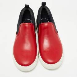 Pre Owned Marc by Marc Jacobs Red/Black Nubuck and Leather Broome Sneakers Size 37