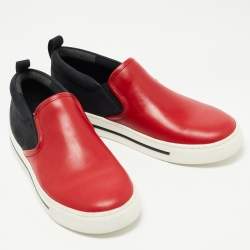 Pre Owned Marc by Marc Jacobs Red/Black Nubuck and Leather Broome Sneakers Size 37