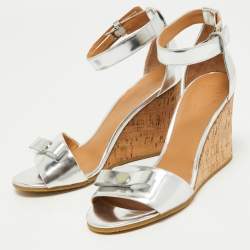 مملوكة مسبقًا Marc By Marc Jacobs Silver Leather Wedge Sandals Size 36.5