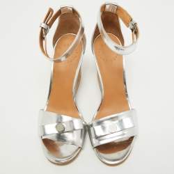 مملوكة م سبقًا Marc By Marc Jacobs Silver Leather Wedge Sandals Size 36.5