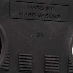 Pre Owned Marc by Marc Jacobs Black/Gold Leather And Mesh Spring Platform High Top Sneakers Size 38