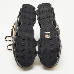 Pre Owned Marc by Marc Jacobs Black/Gold Leather And Mesh Spring Platform High Top Sneakers Size 38