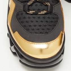 Pre Owned Marc by Marc Jacobs Black/Gold Leather And Mesh Spring Platform High Top Sneakers Size 38