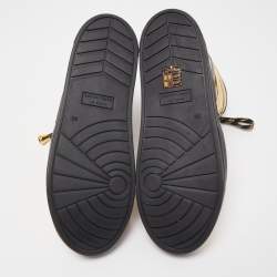 Pre Owned Marc Jacobs Black/Gold Leather and Mesh High Top Sneakers Size 38