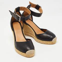 مملوكة مسبقًا Marc by Marc Jacobs Black Leather Wedge Ankle Strap Sandals Size 36   
