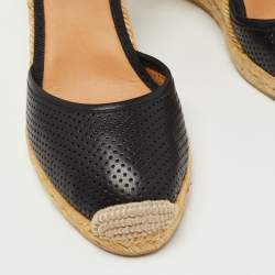 مملوكة مسبقًا Marc by Marc Jacobs Black Leather Wedge Ankle Strap Sandals Size 36   