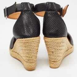 مملوكة مسبقًا Marc by Marc Jacobs Black Leather Wedge Ankle Strap Sandals Size 36   