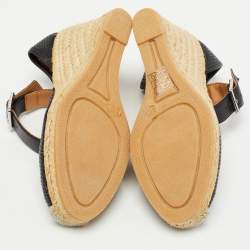 مملوكة مسبقًا Marc by Marc Jacobs Black Leather Wedge Ankle Strap Sandals Size 36   