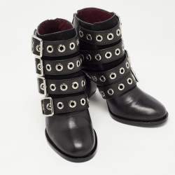 Pre Owned Marc by Marc Jacobs Black Leather Victorian Ankle Boots Size 36