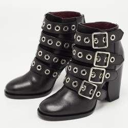 Pre Owned Marc by Marc Jacobs Black Leather Victorian Ankle Boots Size 36