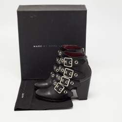 Pre Owned Marc by Marc Jacobs Black Leather Victorian Ankle Boots Size 36