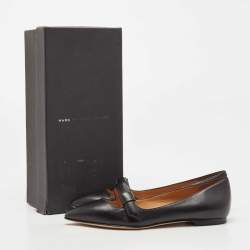 Pre Owned Marc by Marc Jacobs Black Leather Pointed Toe Ballet Flats Size 35