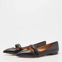 Pre Owned Marc by Marc Jacobs Black Leather Pointed Toe Ballet Flats Size 35