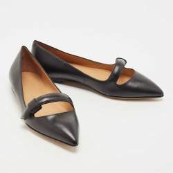 Pre Owned Marc by Marc Jacobs Black Leather Pointed Toe Ballet Flats Size 35