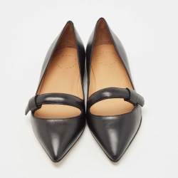 Pre Owned Marc by Marc Jacobs Black Leather Pointed Toe Ballet Flats Size 35