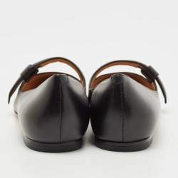 Pre Owned Marc by Marc Jacobs Black Leather Pointed Toe Ballet Flats Size 35