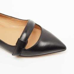 Pre Owned Marc by Marc Jacobs Black Leather Pointed Toe Ballet Flats Size 35