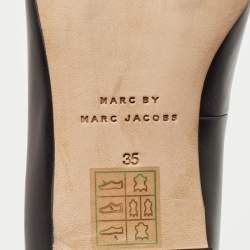 Pre Owned Marc by Marc Jacobs Black Leather Pointed Toe Ballet Flats Size 35