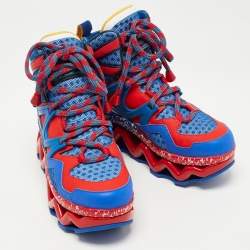 Pre Owned Marc by Marc Jacobs Blue/Red Leather Ninja Wave High Top Sneakers Size 36 