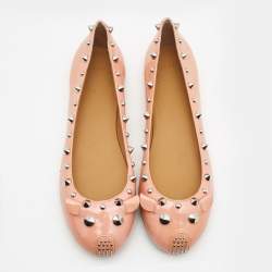 Pre Owned Marc by Marc Jacobs Beige Patent Leather Studded Ballet Flats Size 36