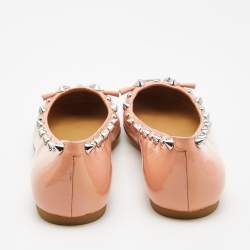 Pre Owned Marc by Marc Jacobs Beige Patent Leather Studded Ballet Flats Size 36