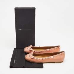 Pre Owned Marc by Marc Jacobs Beige Patent Leather Studded Ballet Flats Size 36