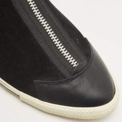 Pre Owned Marc by Marc Jacobs Black Suede and Leather Zip Front High Top Sneakers Size 38