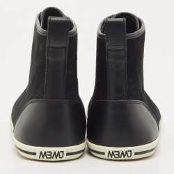 Pre Owned Marc by Marc Jacobs Black Suede and Leather Zip Front High Top Sneakers Size 38
