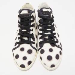 Pre Owned Marc by Marc Jacobs White And Black Canvas Polka Dot High Top Sneakers Size 36