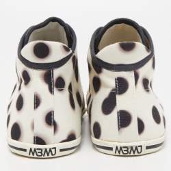 Pre Owned Marc by Marc Jacobs White And Black Canvas Polka Dot High Top Sneakers Size 36