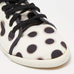 Pre Owned Marc by Marc Jacobs White And Black Canvas Polka Dot High Top Sneakers Size 36