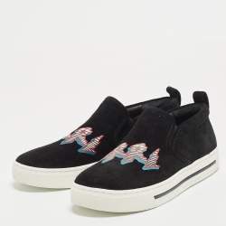 Pre Owned Marc By Marc Jacobs Black Suede GRRL Slip On Sneakers Size 37