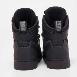 Pre Owned Marc by Marc Jacobs Black Leather and Mesh High Top Sneakers Size 37