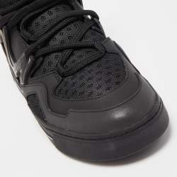 Pre Owned Marc by Marc Jacobs Black Leather and Mesh High Top Sneakers Size 37