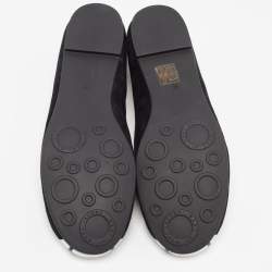 Pre Owned Marc by Marc Jacobs Black/White Suede and Leather Cat Smoking Slipper Size 39