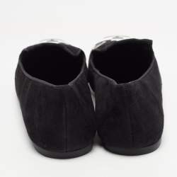 Pre Owned Marc by Marc Jacobs Black/White Suede and Leather Cat Smoking Slipper Size 39