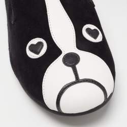 Pre Owned Marc by Marc Jacobs Black/White Suede and Leather Cat Smoking Slipper Size 39