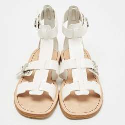 Pre Owned Marc by Marc Jacobs White Leather Ankle Strap Sandals Size 35