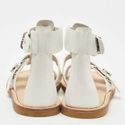 Pre Owned Marc by Marc Jacobs White Leather Ankle Strap Sandals Size 35