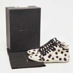 Pre Owned Marc by Marc Jacobs White And Black Canvas Polka Dot High Top Sneakers Size 38